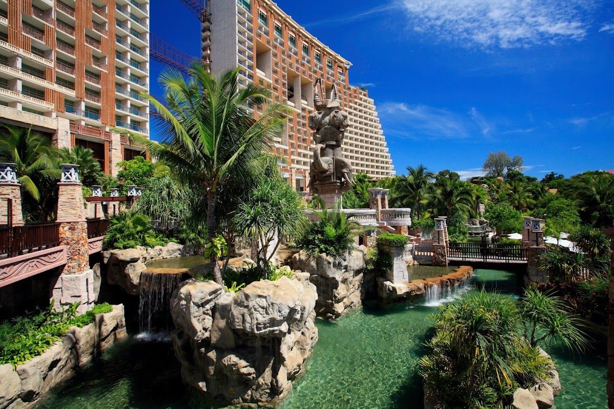 The pool and waterfall area at Centara Grand Mirage Beach Resort Pattaya